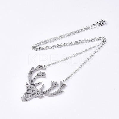 Non-Tarnish 201 Stainless Steel Pendant Necklaces NJEW-T009-JN093-1-40-1