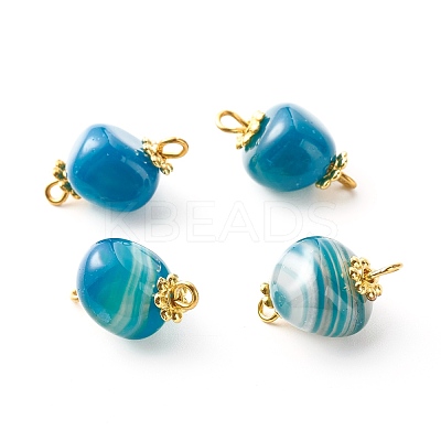 Natural Agate Dyed Beads Link Connectors PALLOY-JF00890-01-1