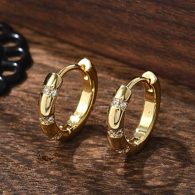 Sparkling Cubic Zirconia Huggie Hoop Earrings for Girl Women EJEW-H126-15G-1