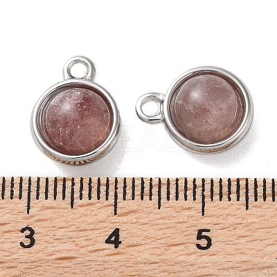 Natural Strawberry Quartz Half Round Charms STAS-L022-397A-P-1