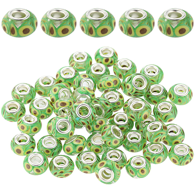 50Pcs Transparent Resin European Rondelle Beads RPDL-SC0001-09A-1