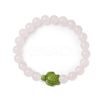 Natural Rose Quartz Beaded Stretch Bracelets for Women BJEW-JB11095-06-1