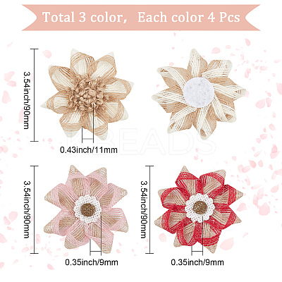 12Pcs 3 Style Braided Jute Flower Ornament Accessories DIY-GF0006-35-1