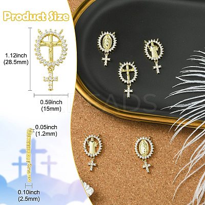 6Pcs 3 Styles Brass Micro Pave Cubic Zirconia Pendants KK-CJ0002-98-1