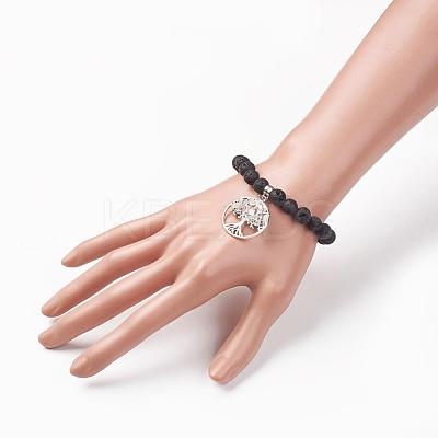 Natural Gemstone Charm Bracelets BJEW-JB03252-1
