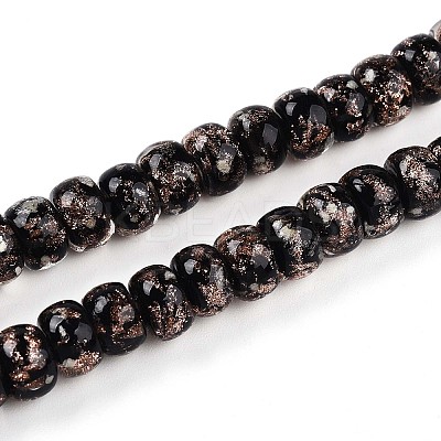 Luminous Handmade Gold Foil Glass Beads Strands FOIL-N029-02A-01-1