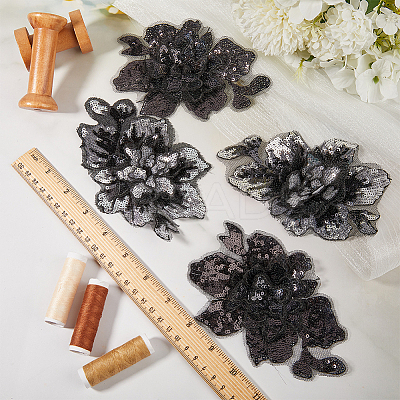 4Pcs 2 Style Fiber Lace Embroidery Sewing Appliques DIY-GF0007-49-1