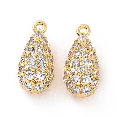 Brass Micro Pave Clear Cubic Zirconia Charms ZIRC-F133-03G-1