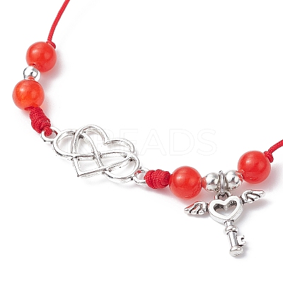 Natural Dyed White Jade Braided Bead Bracelets BJEW-JB09823-04-1