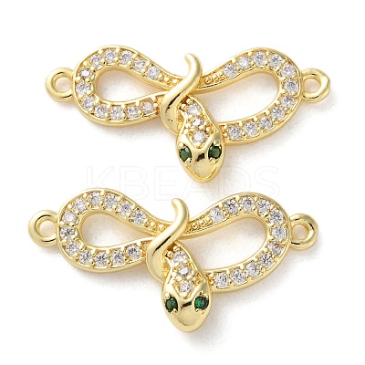 Rack Plating Brass Micro Pave Cubic Zirconia Infinity Snake Connector Charms KK-C084-10B-G-1