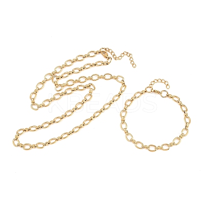304 Stainless Steel Cable Chains Bracelet & Necklace Jewelry Sets SJEW-L199-01G-1