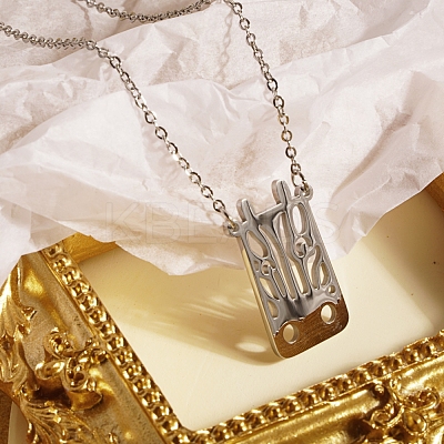 Stylish 304 Stainless Steel Square Pendant Necklace for Women's Daily Wear YL6834-2-1