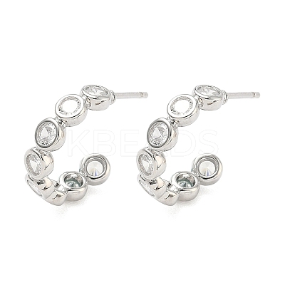 Brass Micro Pave Clear Cubic Zirconia Stud Earrings EJEW-G452-07P-1