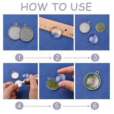 Tibetan Style Antique Silver Alloy Flat Round Pendant Cabochon Settings X-TIBEP-M022-38AS-1