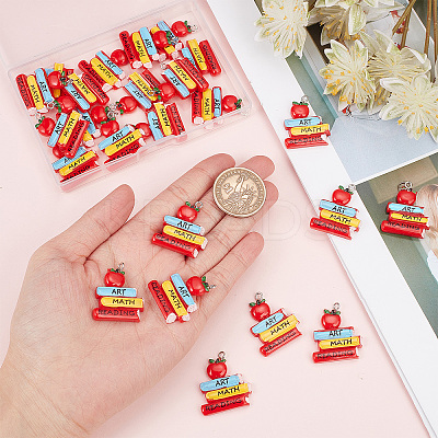 25Pcs Opaque Resin Pendants for Teachers' Day RESI-SC0002-42-1