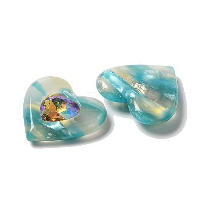 Cellulose Acetate(Resin) Cabochons with Crystal AB Rhinestone FIND-D029-09-1