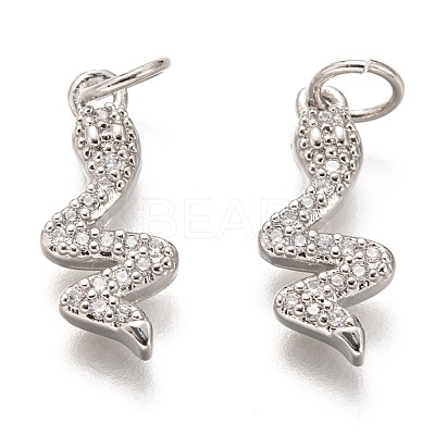 Brass Micro Pave Clear Cubic Zirconia Pendants ZIRC-C020-37P-1