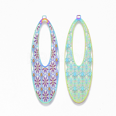 Ion Plating(IP) 304 Stainless Steel Filigree Big Pendants STAS-S108-82-1