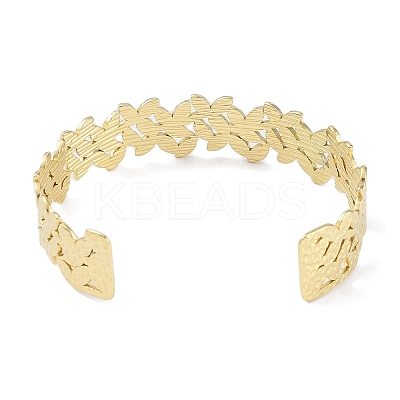 304 Stainless Steel Flower Open Cuff Bangles for Women BJEW-C071-14G-1