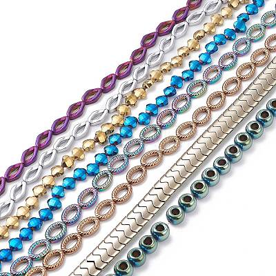 Rainbow Color Baking Paint Electroplate Non-magnetic Synthetic Hematite Beads Strands G-XCP0009-06-1