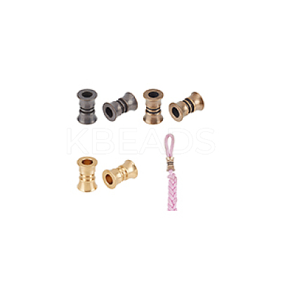 6Pcs 3 Colors Outdoor EDC Tool Brass Parachute Rope European Beads KK-NB0003-72A-1