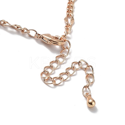 Glass Teardrop Lariat Necklaces with Brass Figaro Chains NJEW-A015-14KCG-1