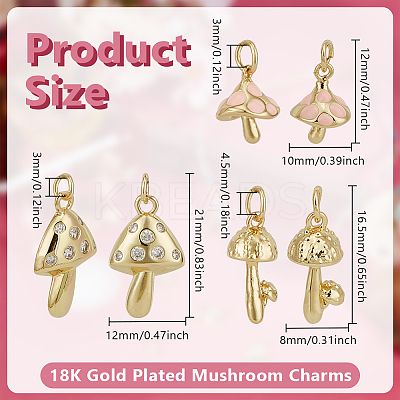 12Pcs 3 Styles Brass Micro Pave Cubic Zirconia Pendants KK-GO0002-24-1