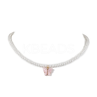 Alloy Acrylic Butterfly Pendants Necklaces NJEW-JN04782-01-1