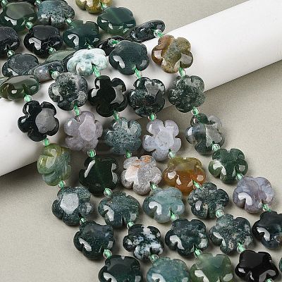 Natural Moss Agate Beads Strands G-NH0009-A01-02-1