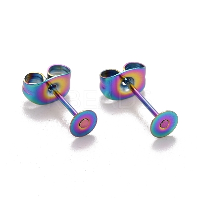 Ion Plating(IP) Rainbow Color 304 Stainless Steel Stud Earring Findings X-STAS-K238-02B-1