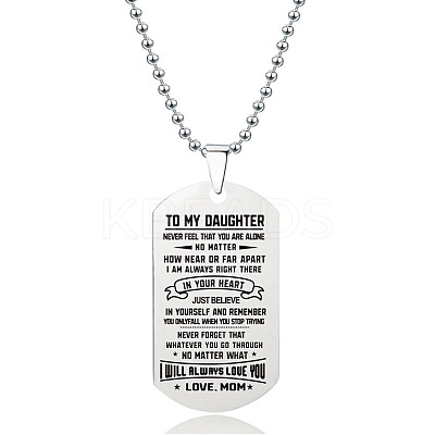 201 Stainless Steel To My Daughter Dog Tag Pendant Ball Chain Necklaces FS-WG527E6-32-1
