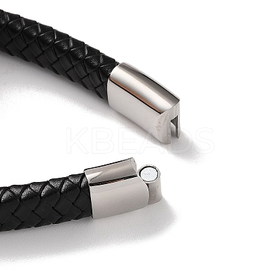 Men's Braided Black PU Leather Cord Bracelets BJEW-K243-19AS-1