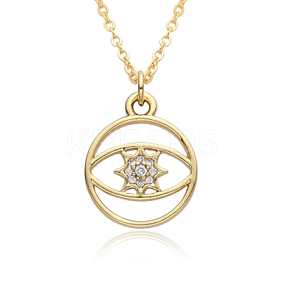 Brass Micro Pave Clear Cubic Zirconia Pendants Necklaces for Women LS-NJEW-B092-04G-1