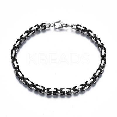 Ion Plating(IP) Two Tone 201 Stainless Steel Byzantine Chain Bracelets BJEW-S057-95A-1