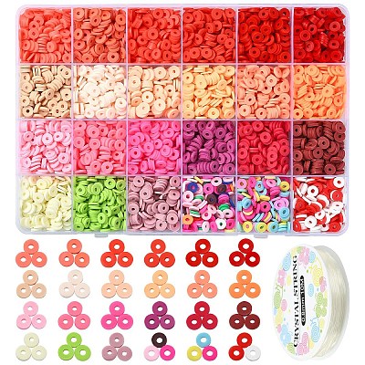 Summer Theme DIY Flat Round/Disc Handmade Polymer Clay Beaded Bracelets Jewelry Making Kits DIY-YW0010-63B-1