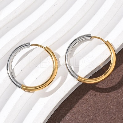 304 Stainless Steel Two Tone Hoop Earrings EJEW-P313-02F-G-1