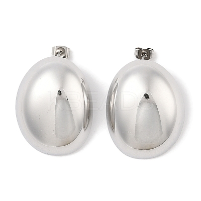304 Stainless Steel Oval Stud Earrings EJEW-B108-04P-1