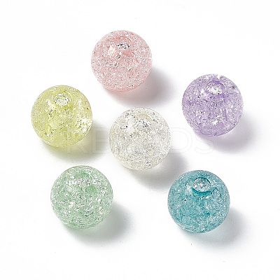 Transparent Crackle Acrylic Bead OACR-H019-02-1