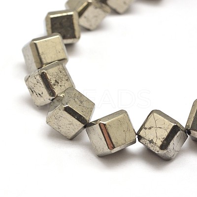 Natural Pyrite Cube Beads Strands G-I125-97-10x10mm-1