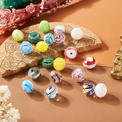 20Pcs 10 Colors Handmade Lampwork Beads LAMP-TA0001-21-1
