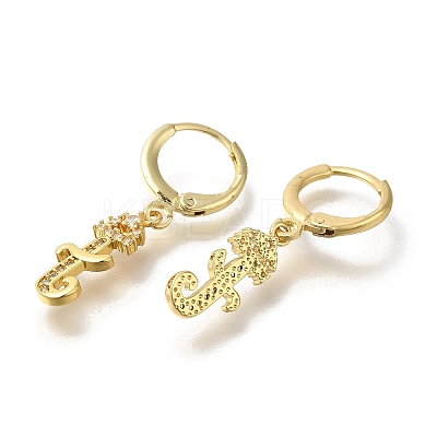 Brass Clear Cubic Zirconia Hoop Earrings EJEW-M045-01T-1