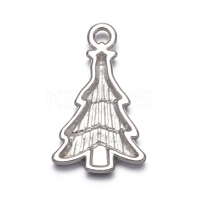 Medium Sea Green Christmas Tree Enamel Alloy Pendants X-EAP0307Y-1