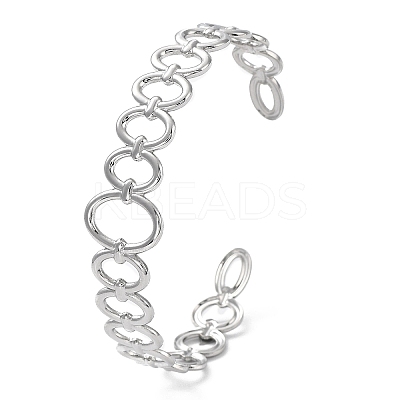 Non-Tarnish 304 Stainless Steel Hollow Oval Cuff Bangle for Women BJEW-D061-04P-1