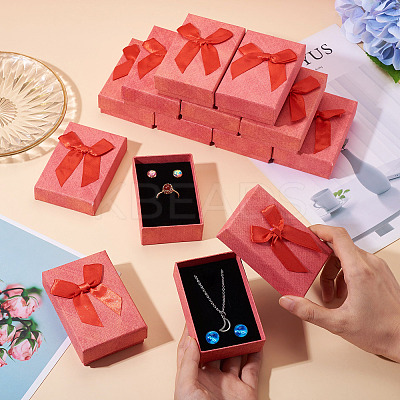 Rectangle Paper Jewelry Set Storage Gift Boxes with Bowknot CON-TAC0014-12D-1