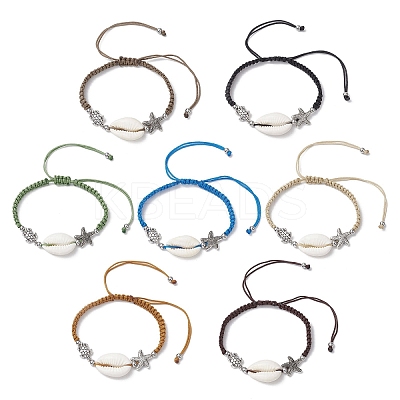 7Pcs 7 Colors Natural Cowrie Shell Braided Bead Bracelets for Women BJEW-JB11765-1