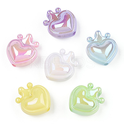 UV Plating Opaque Rainbow Iridescent Acrylic Beads X-OACR-T027-01-B-1