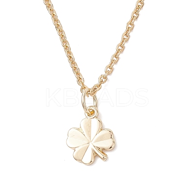 Clover Brass Pendant 304 Stainless Steel Cable Chain Necklaces for Women NJEW-JN05601-01-1