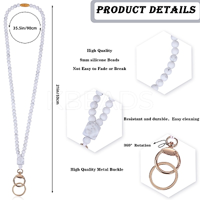 Silicone Beaded ID Card Neck Straps NJEW-SW00025-12-1