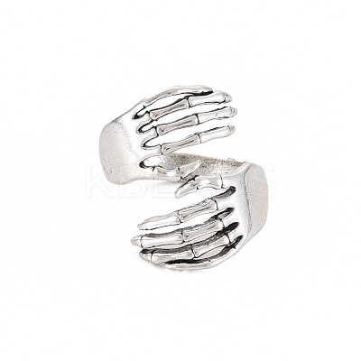 Hand Hug Open Cuff Ring RJEW-S038-219-1