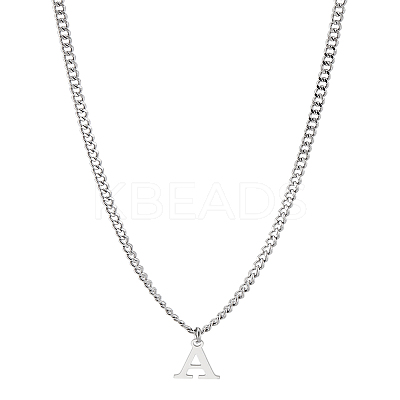 1Pc 304 Stainless Steel Letter Pendant Necklaces NJEW-LP0001-33A-P-1